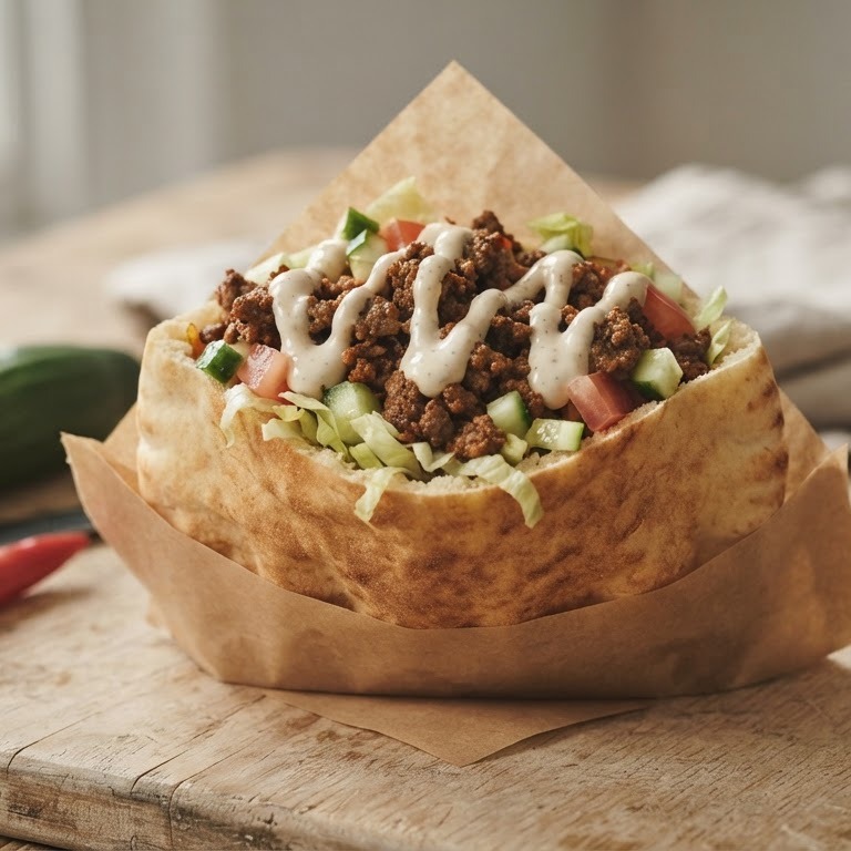 Pittabroodje met gekruid gehakt recept