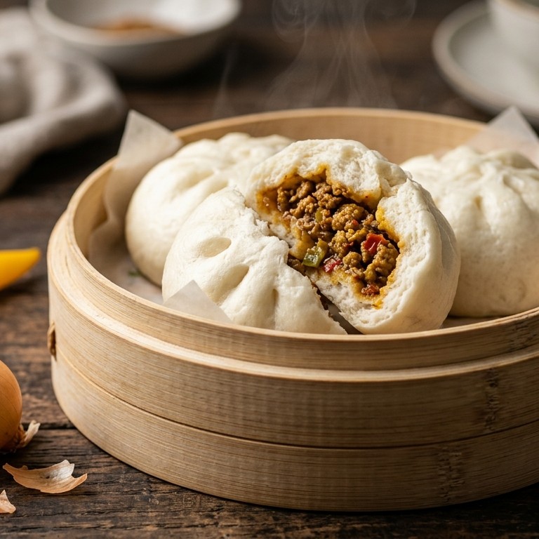 Pittige bapao met gehakt recept