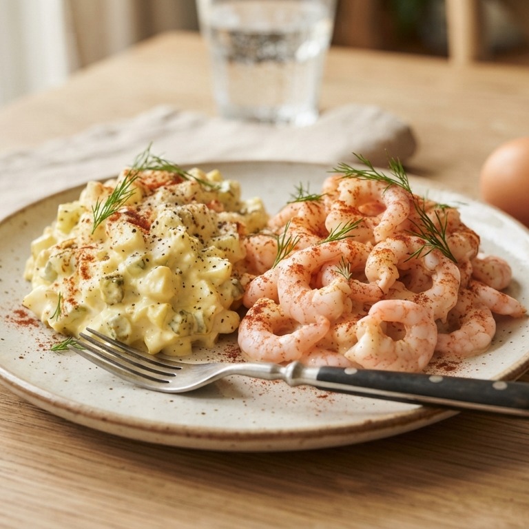 Pittige garnaal vs eiersalade recept