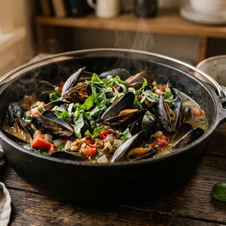 Pittige knoflook mosselen recept