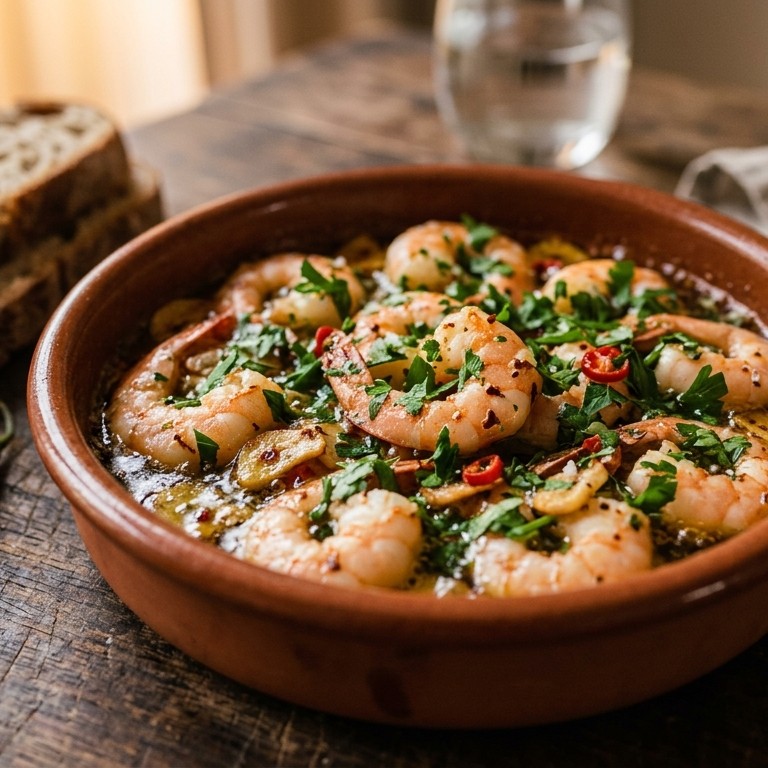 Pittige knoflookgarnalen recept
