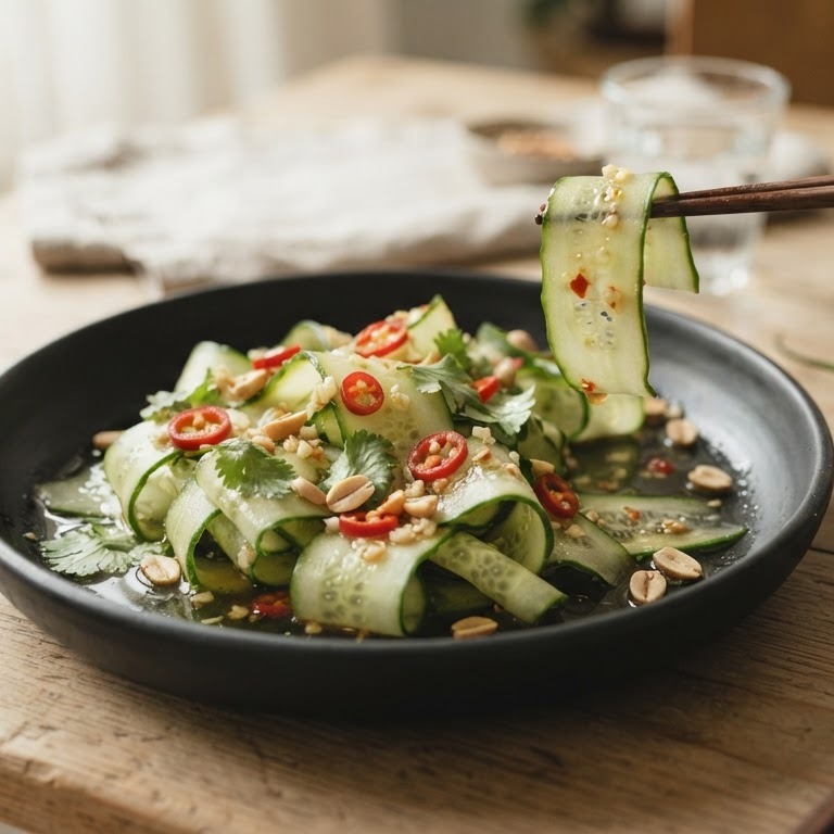 Pittige komkommersalade met Thaise vissaus recept