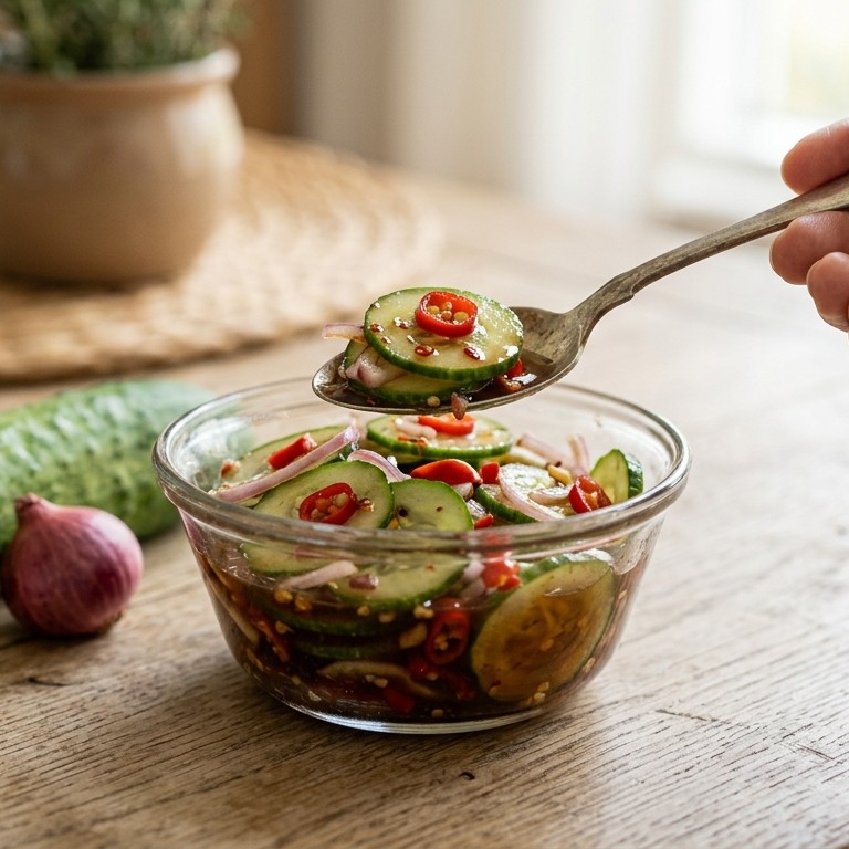 Pittige komkommersalde recept
