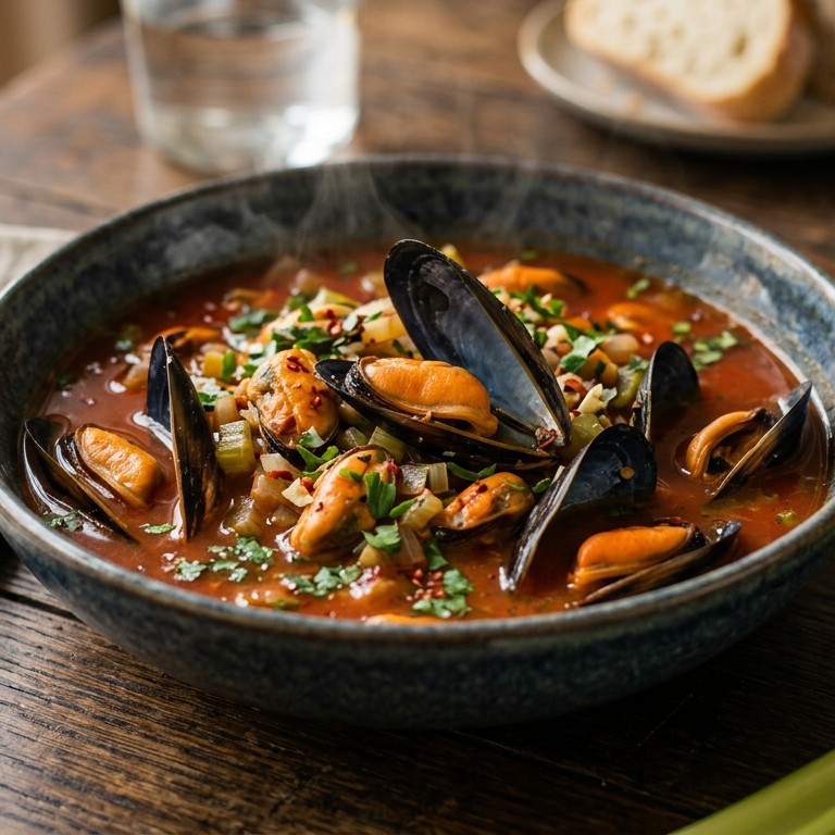 Pittige mosselsoep recept