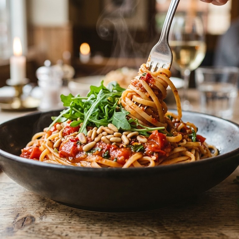 Pittige pasta met rucola recept