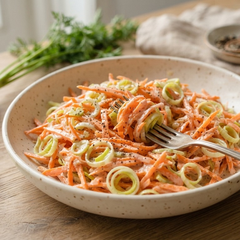 Pittige rauwkost met wortel en prei recept