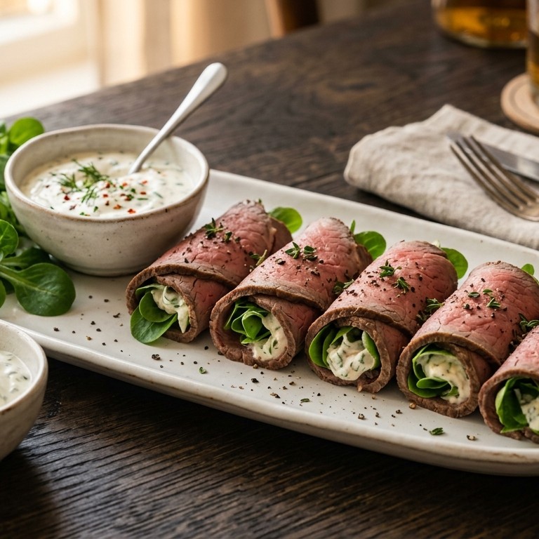 Pittige rosbiefrolletjes recept