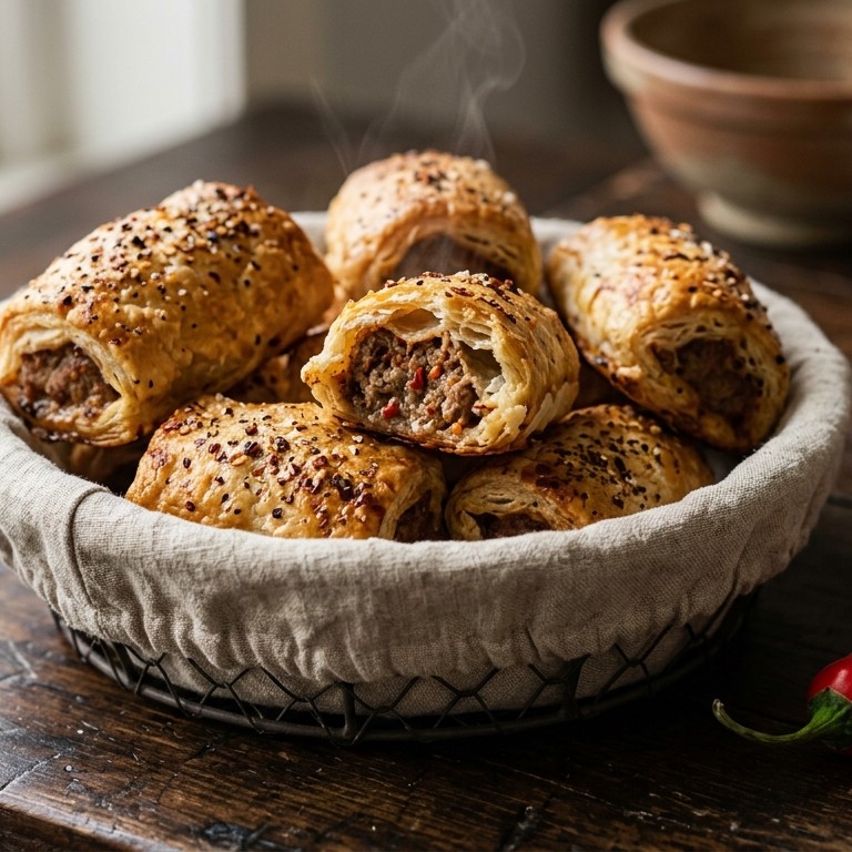 Pittige saucijzenbroodjes recept