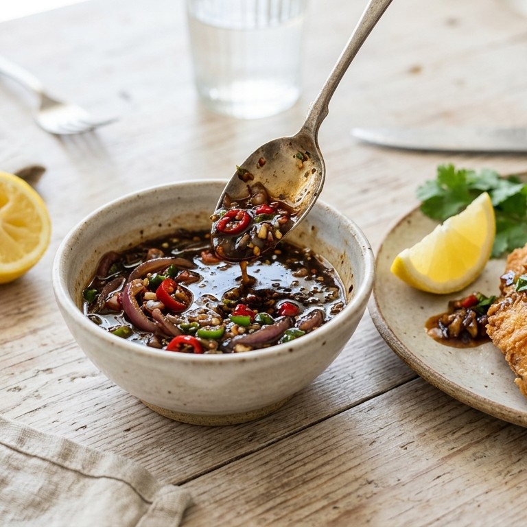 Pittige vissaus recept