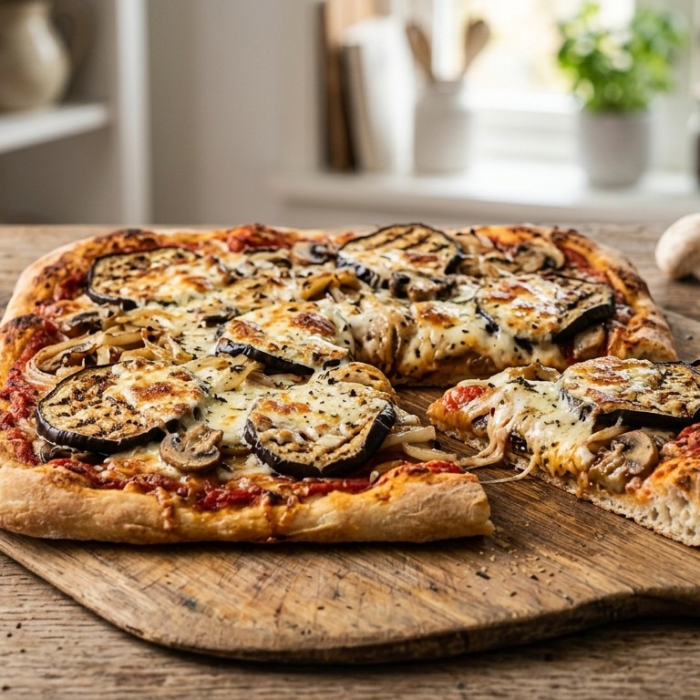 Pizza met aubergine en ui recept