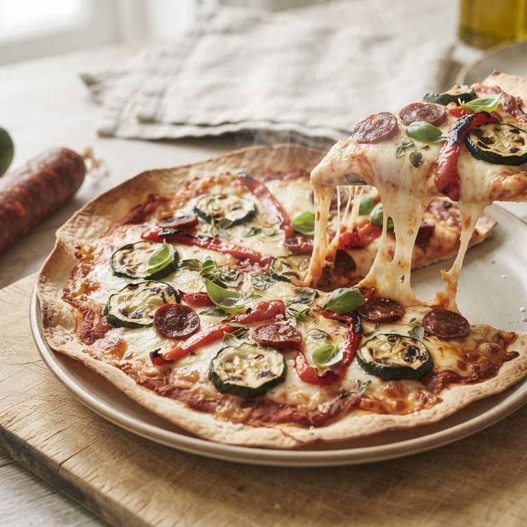 Pizza met gegrilde courgette recept