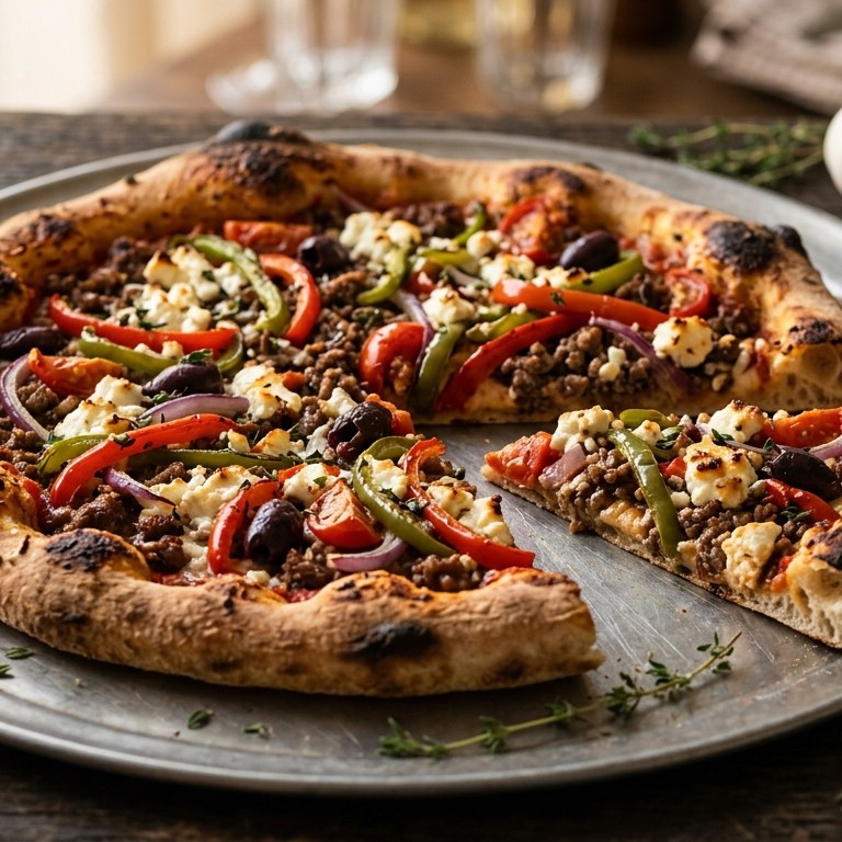 Pizza met gehakt en feta recept
