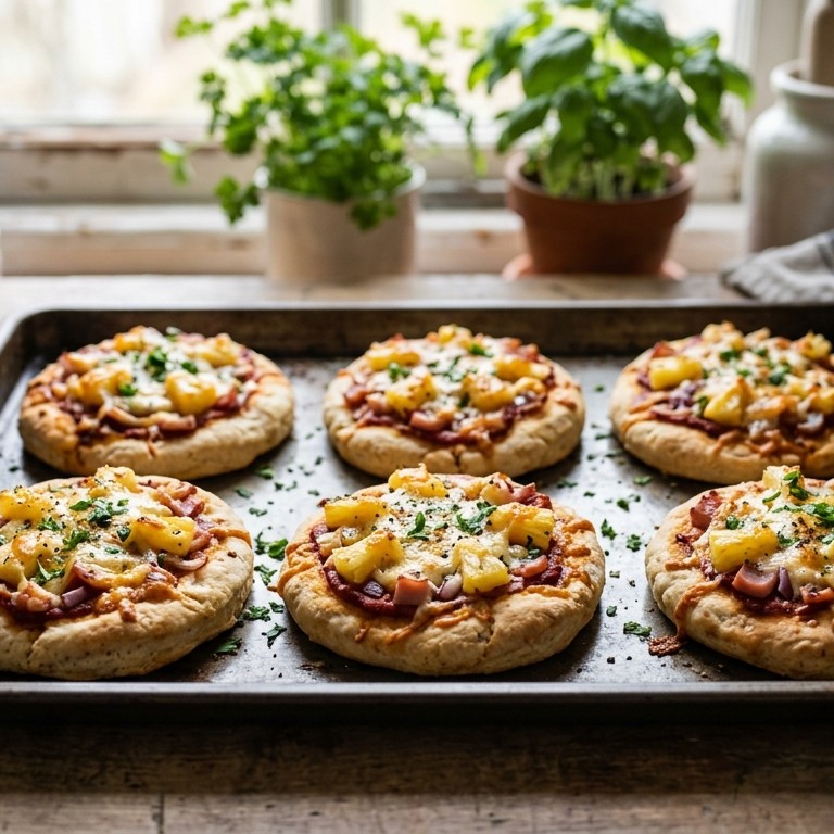 Pizzarondjes met ham en ananas recept