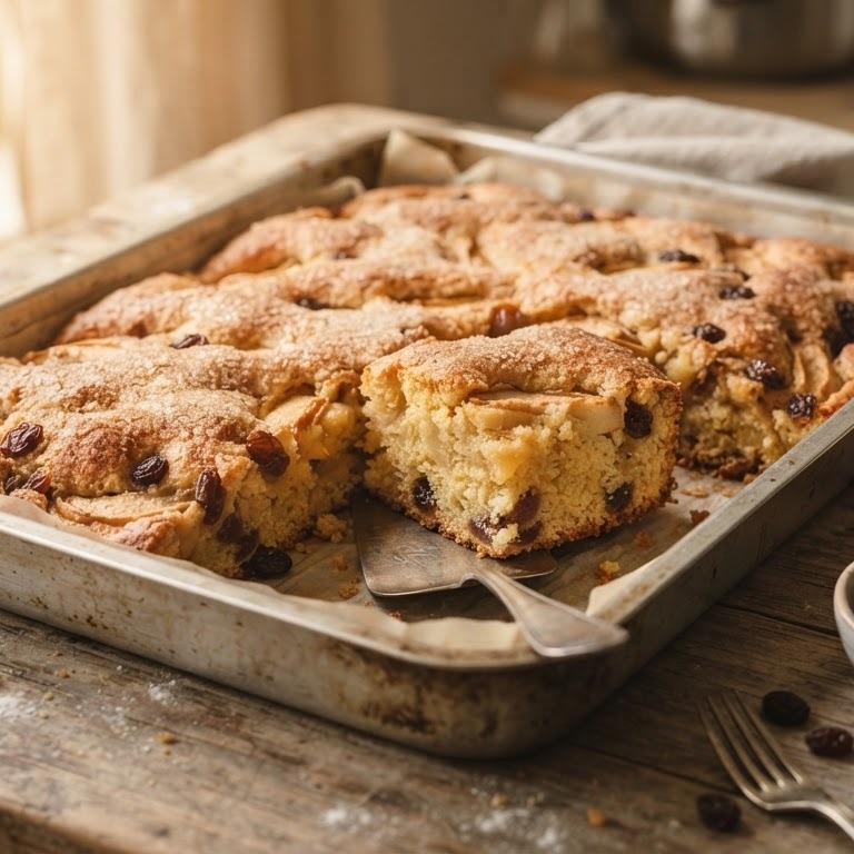 Plaat appeltaart met rum recept