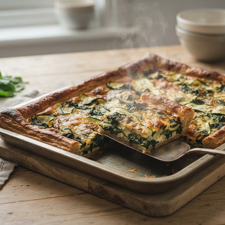 Plaattaart met spinazie & courgette recept