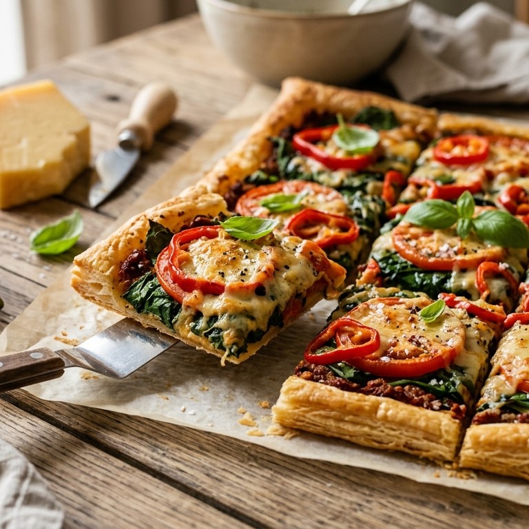 Plaattaart met spinazie en tomaat recept