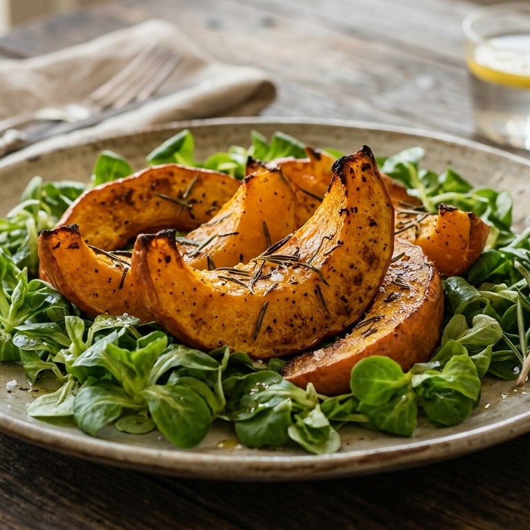 Pompoen met veldsla recept