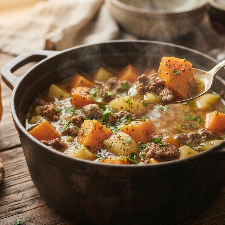 Pompoen stoofschotel met gehakt recept