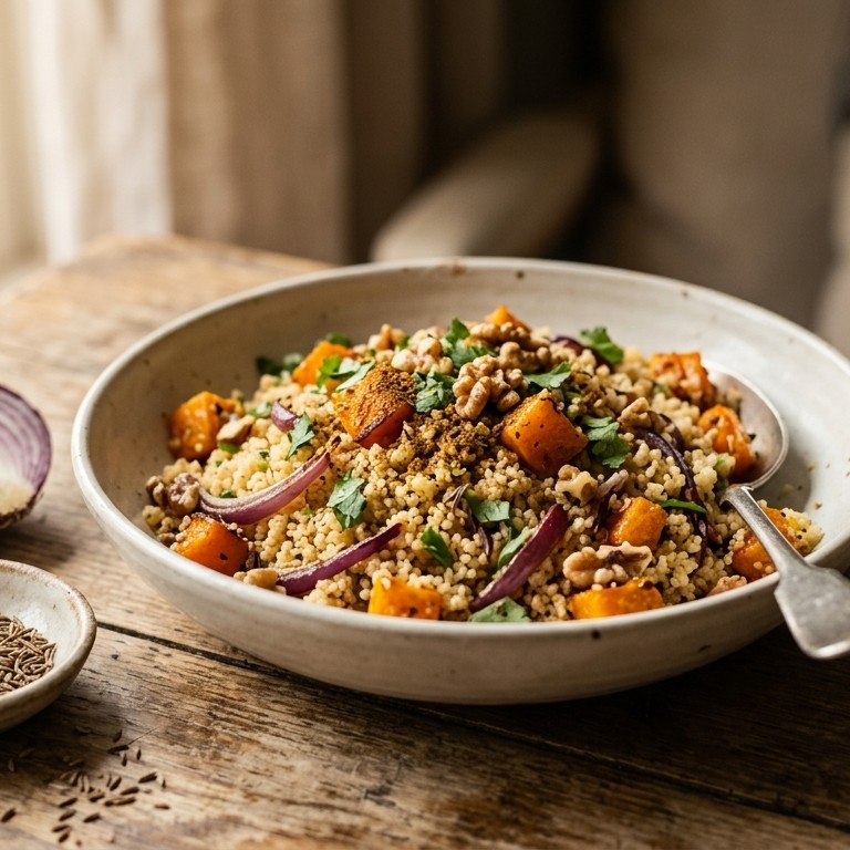 Pompoencouscous met noten recept