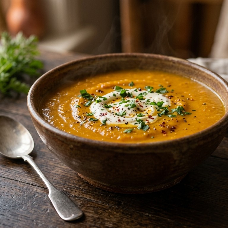 Pompoensoep met creme fraiche recept