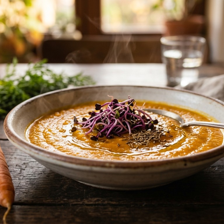 Pompoenwortelsoep met gember recept