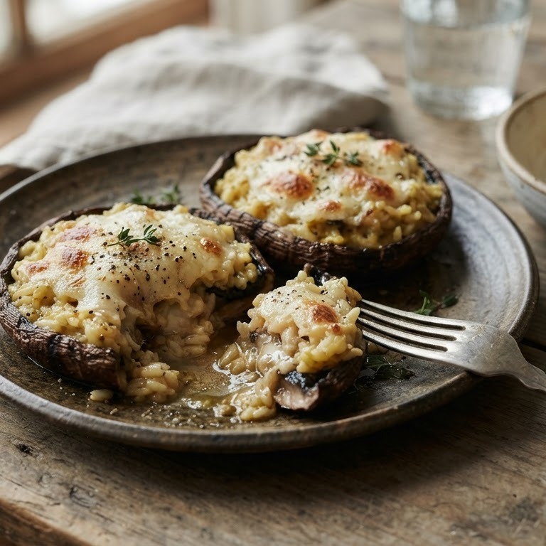 Portobello's gevuld met risotto recept