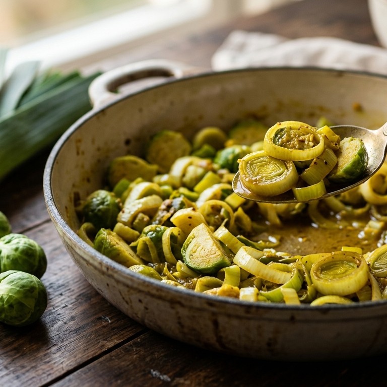 Prei en spruiten met kerrie recept
