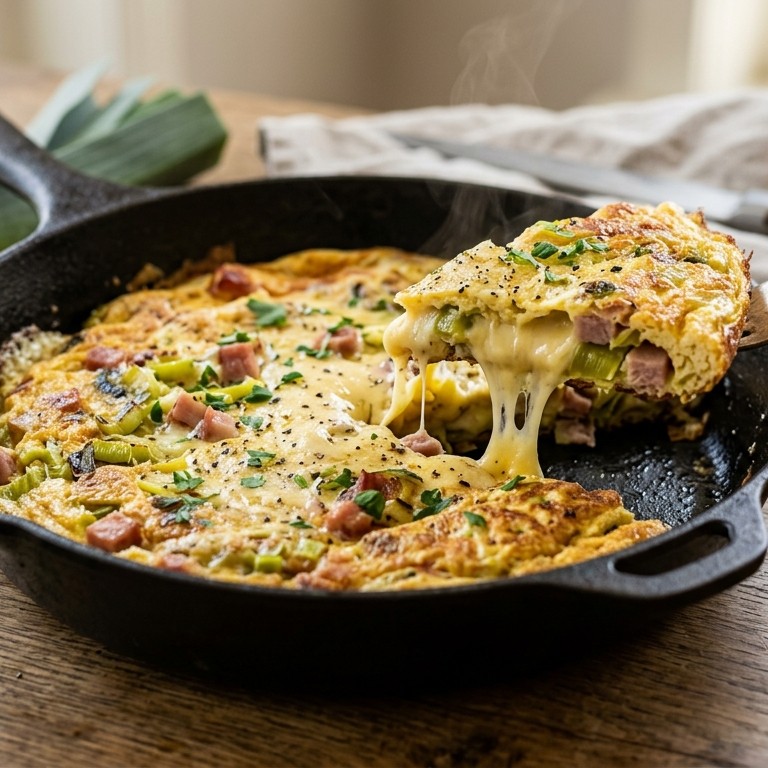 Prei-ham-kaas omelet recept