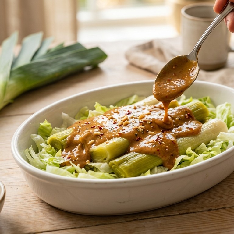 Prei met pindasaus recept