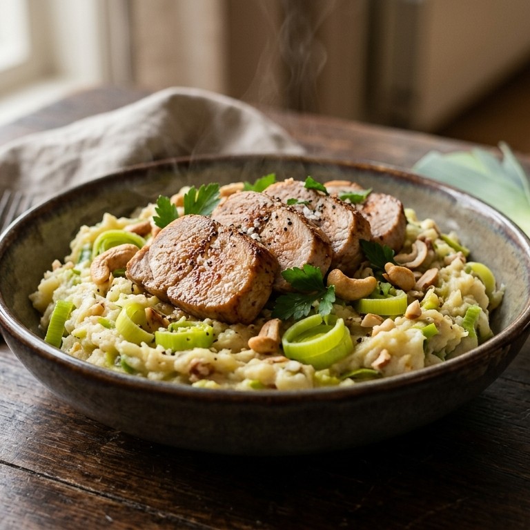 Prei-notenstamppot met varkensfilet recept