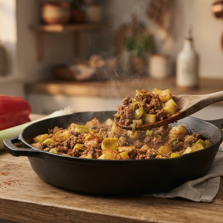 Prei, snelle eenpansmaaltijd recept