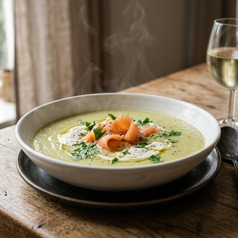 Preisoep met gerookte zalm recept