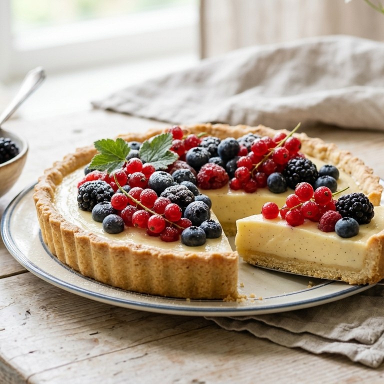 Puddingtaart met bessen recept