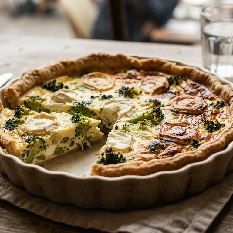 Quiche Loraine met broccoli en geitenkaas recept