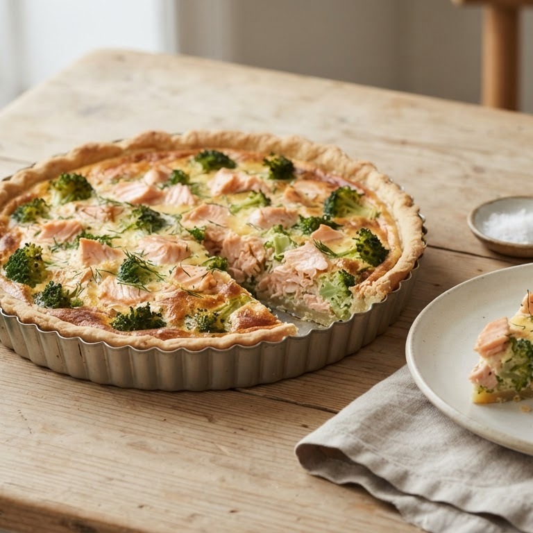 Quiche met broccoli en zalm recept