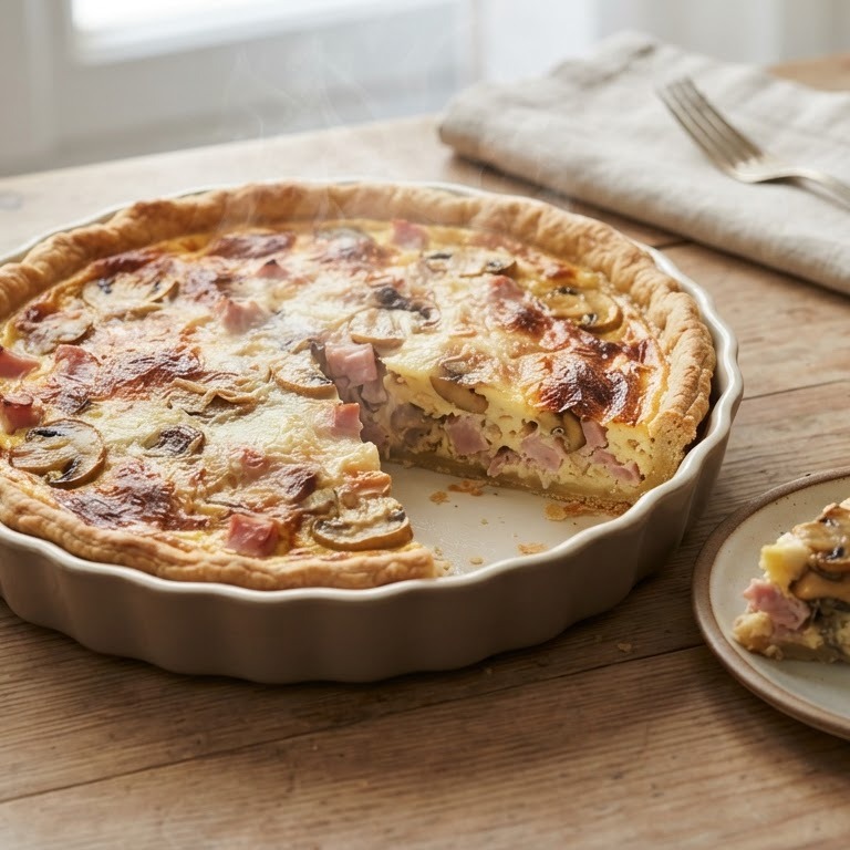 Quiche met ham en champignons recept