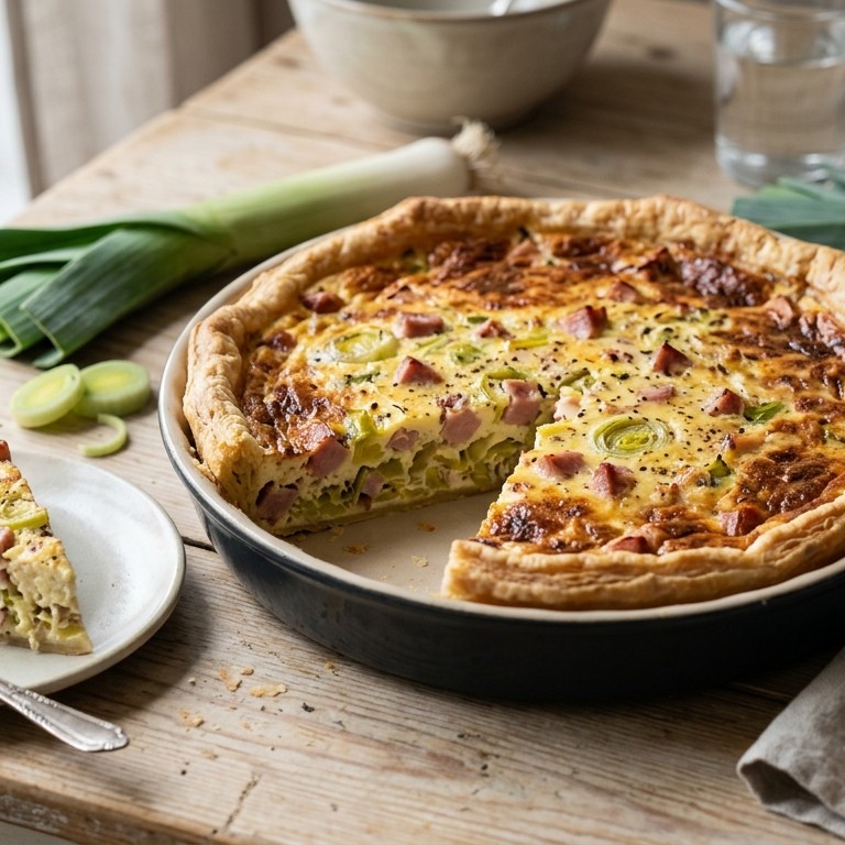 Quiche met ham en prei recept