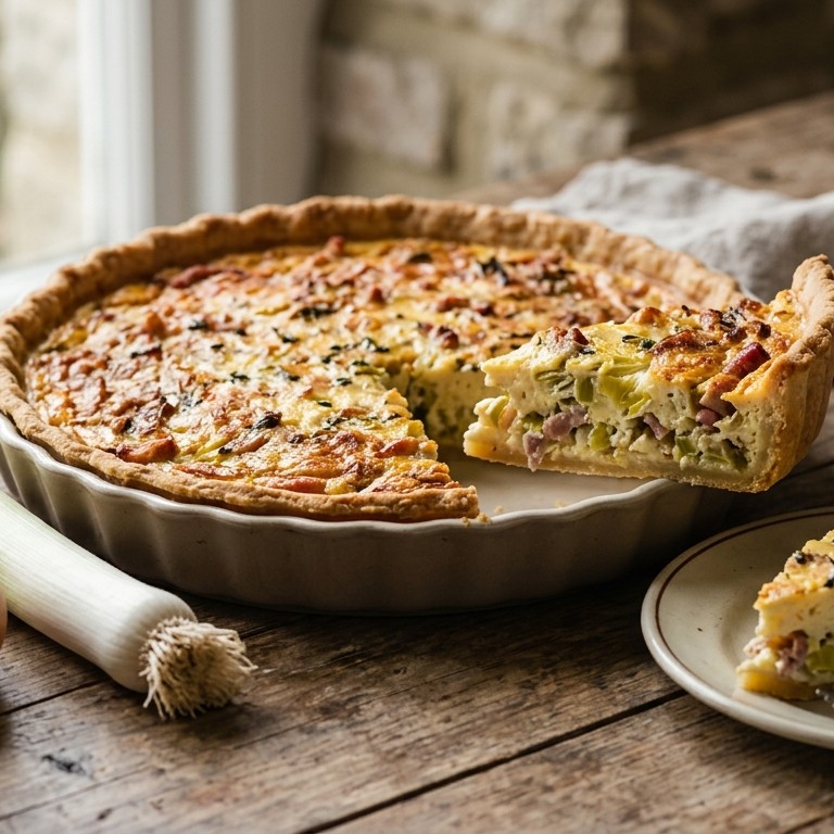 Quiche met prei en spekjes recept