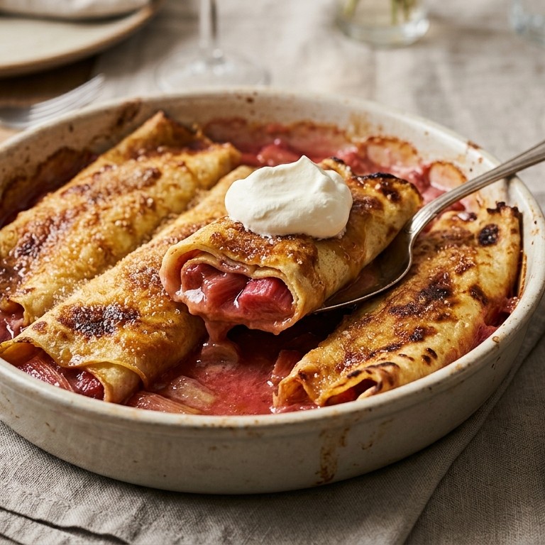 Rabarber-crêpe ovenschotel voor buffet recept