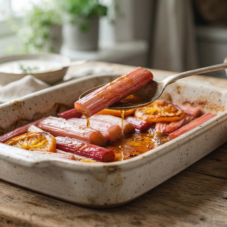 Rabarber uit de oven met sinaasappel recept