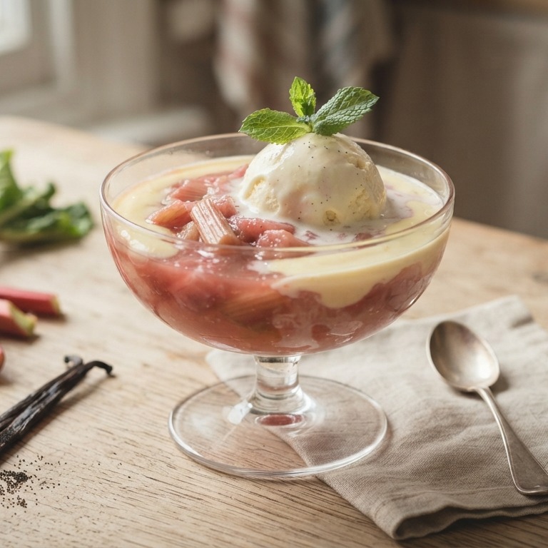 Rabarbercompote met vanilleijs recept