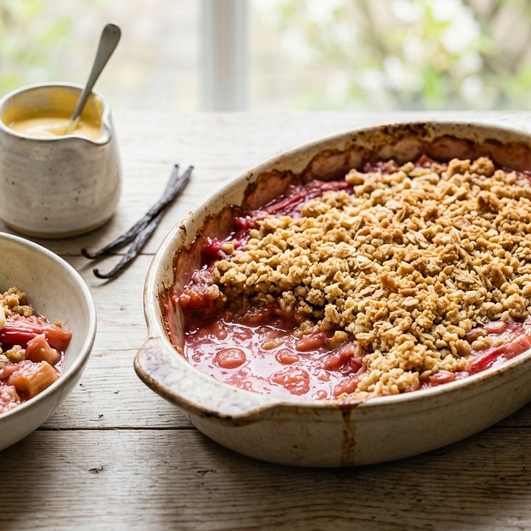 Rabarbercrumble met advocaatslagroom recept