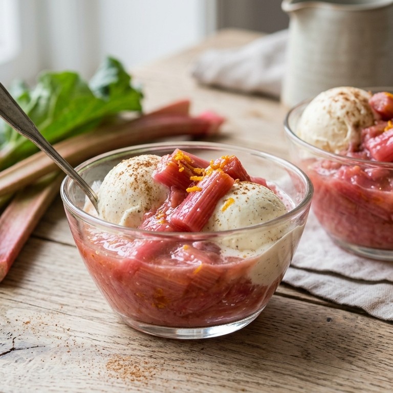 Rabarbertoetje met vanille-ijs recept