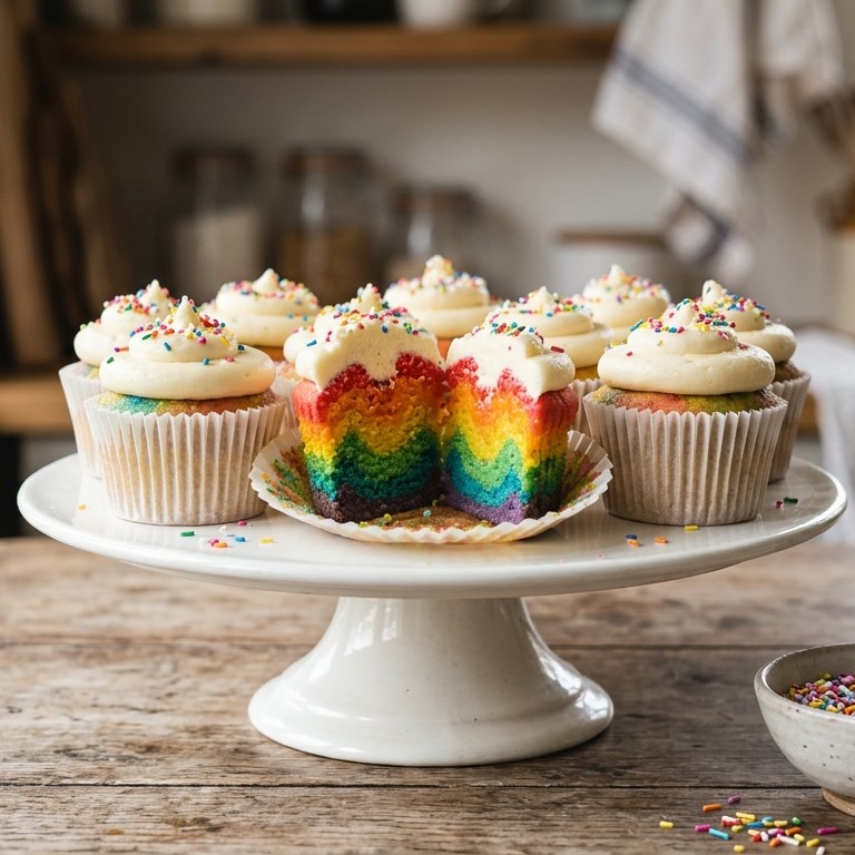 Rainbow cupcakes recept
