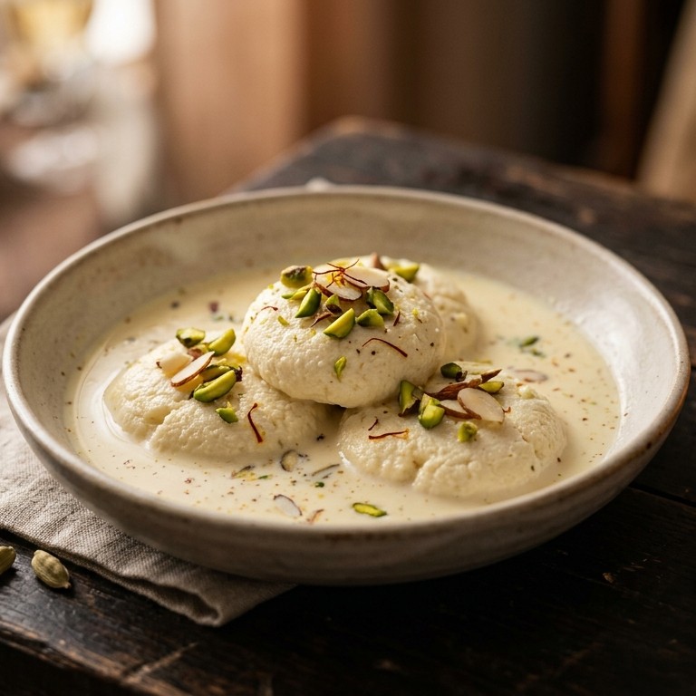 Ras Malai (Panirpasteitjes in room/sinaasappelsaus) recept