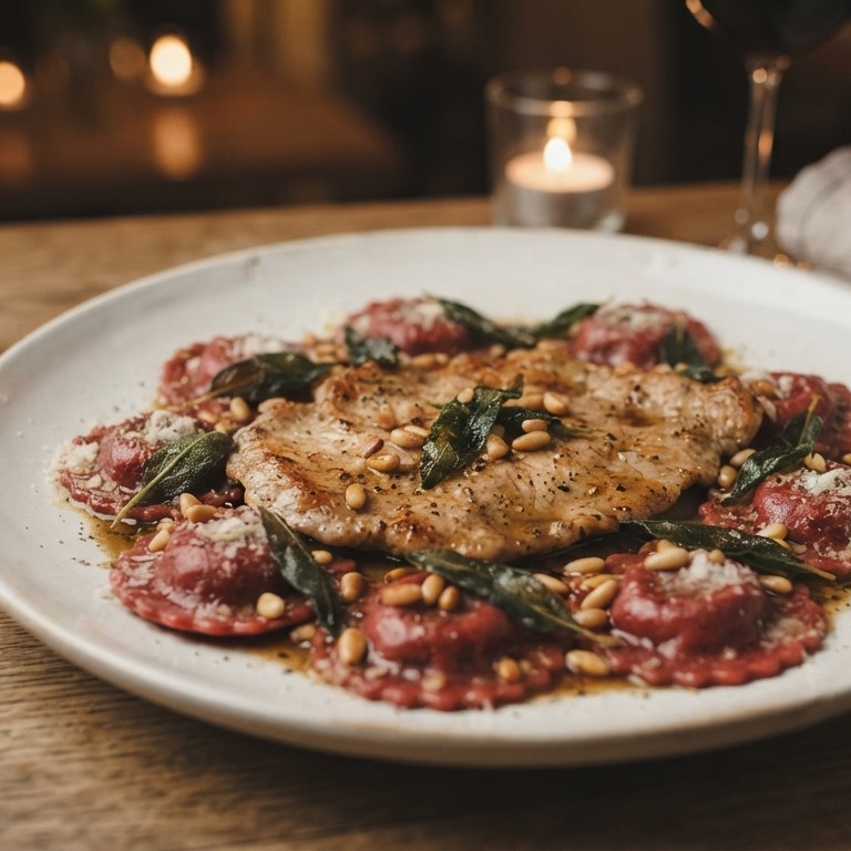 Ravioli rossi met kalfsoester en saliejus recept