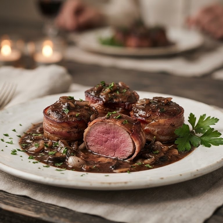 Reebiefstukjes met wildsaus recept