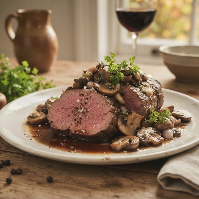 Reerug met paddestoelen recept