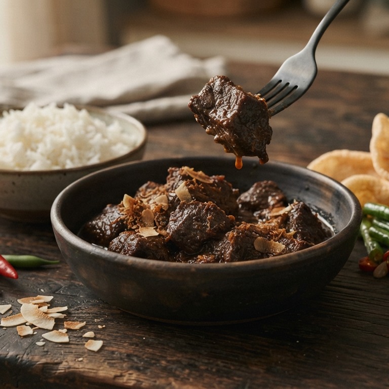 Rendang vlees met sperziebonen recept