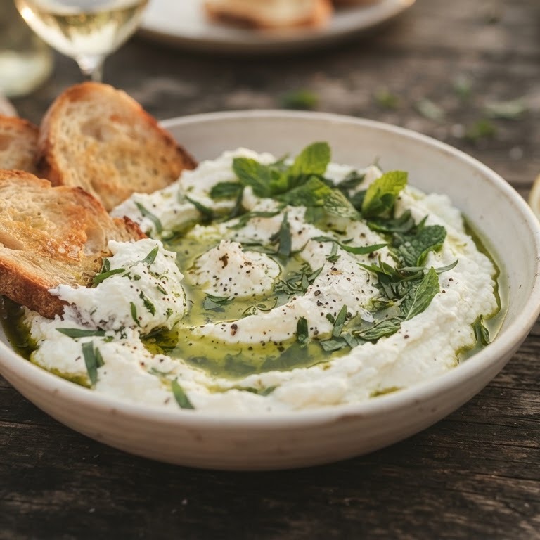 Ricotta kruiden dipsaus met knoflooktoast recept